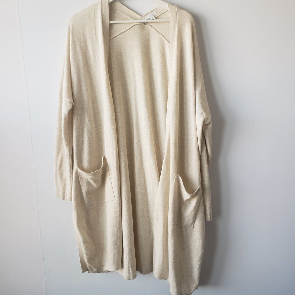 j jill Long Sleeve Open Front Long Knitted Cardigan with Pocket Sweater size S